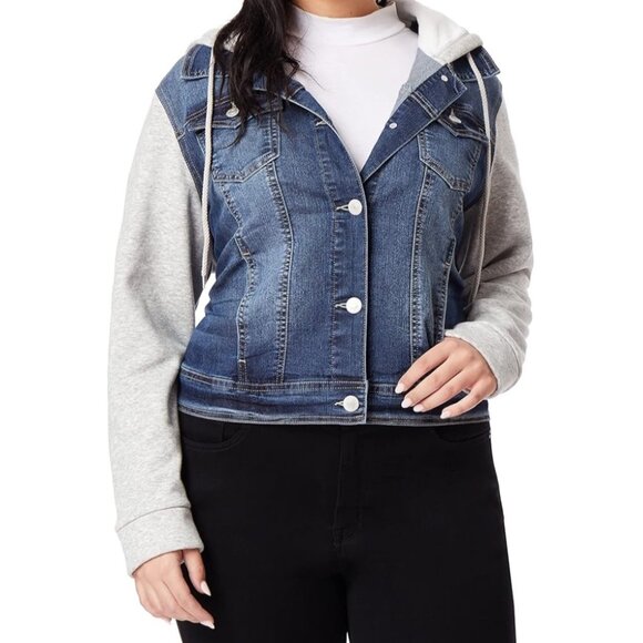 Wallflower Dreamer Tessa Denim Hoodie Trucker Jacket Blue Grey Size XS - Picture 1 of 10